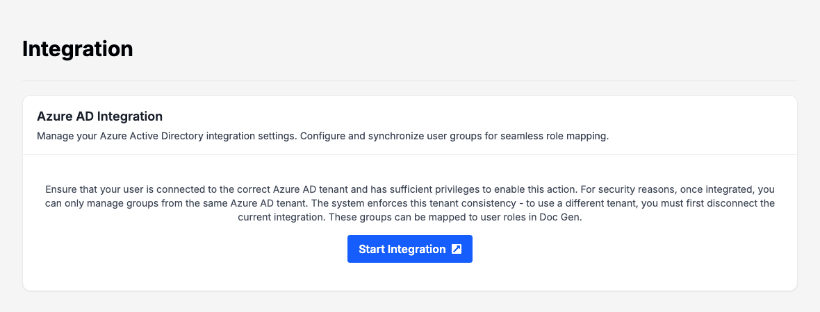 Azure AD integration before connecting