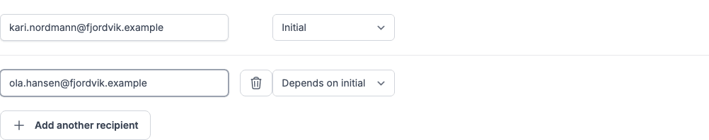 Two signers, the first marked Initial and the second Depends on initial