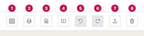 The buttons after the formatting toolbar, numbered from 1 to 8