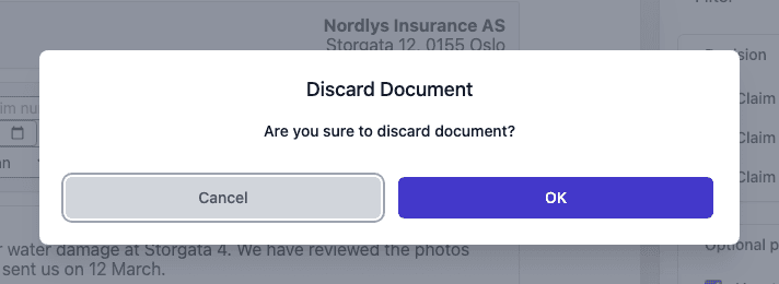 The Discard Document window