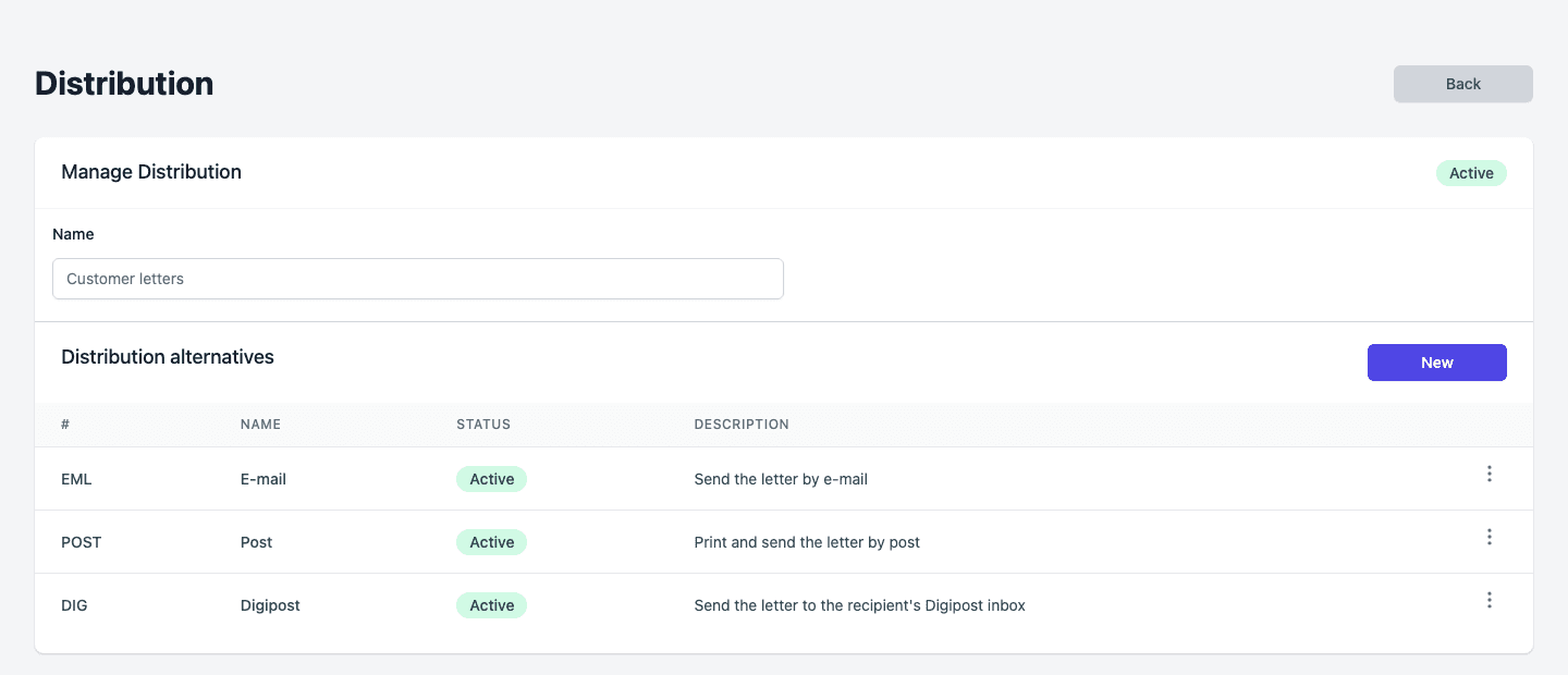 Manage Distribution with three alternatives