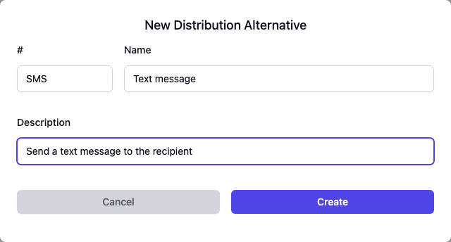 The New Distribution Alternative dialog