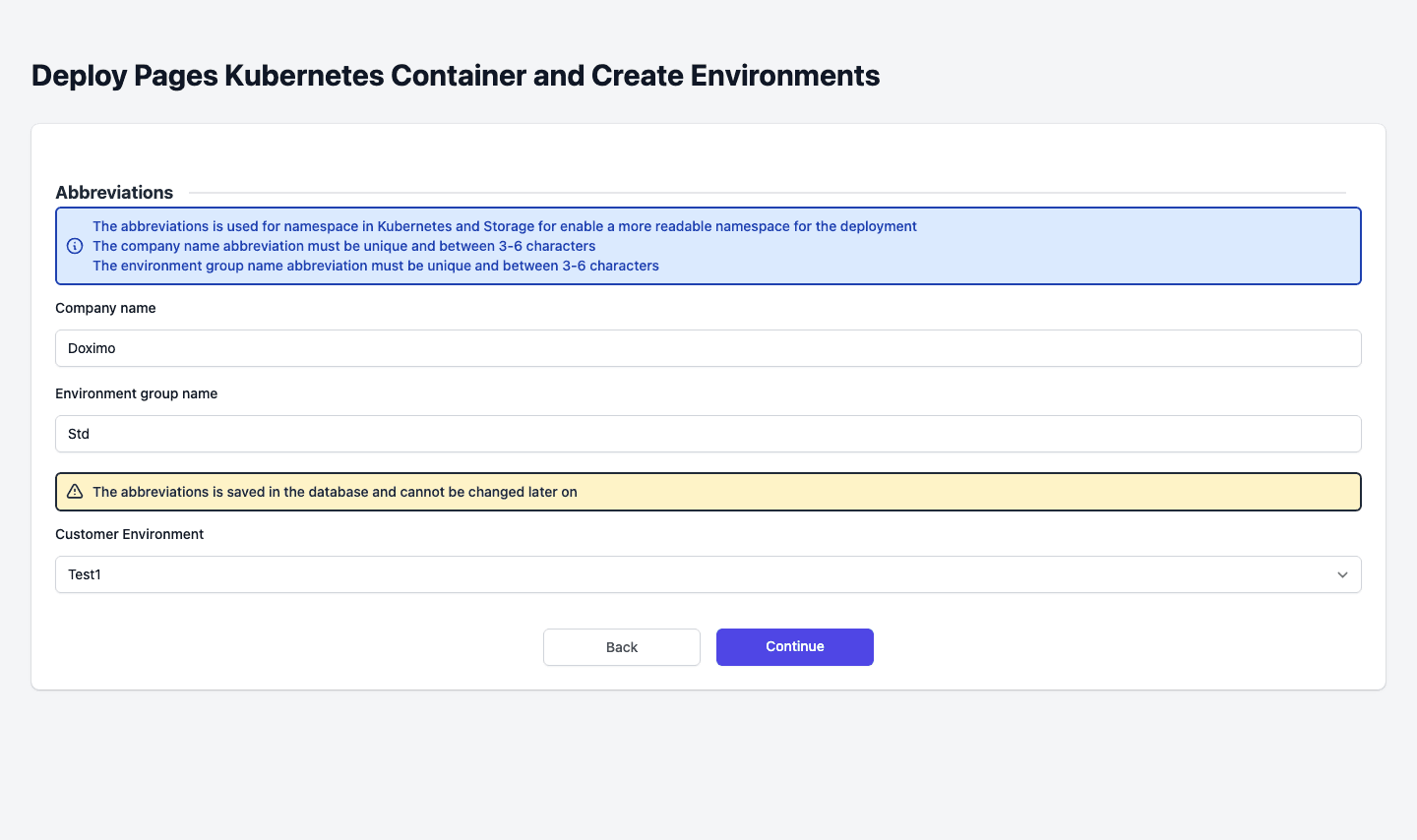 Step one of the Kubernetes deployment