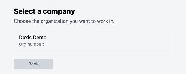 The Select a company screen