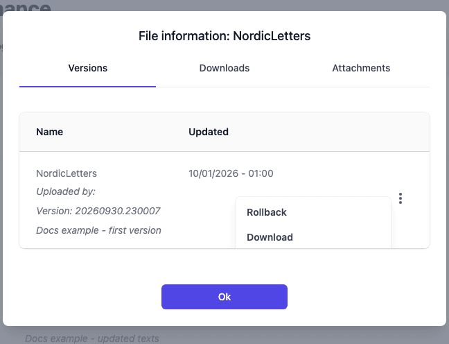 Versions of a file