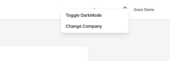 The user menu