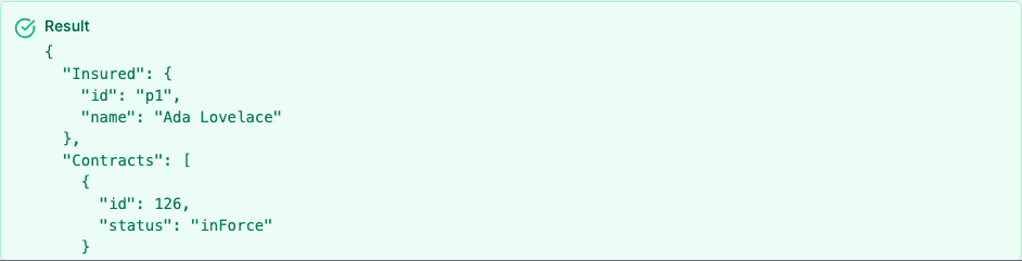 The result of a jsonConstruct example after Run