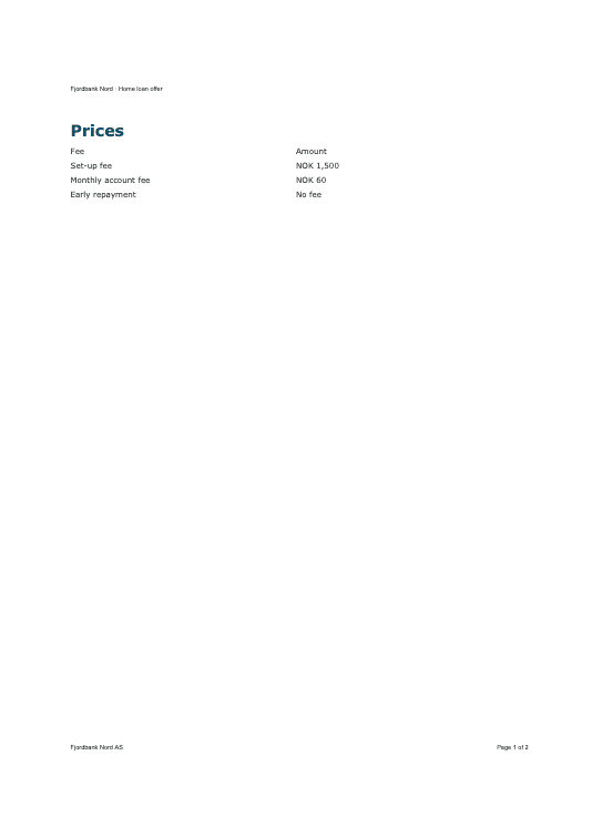 Page 3 of a four-page letter with Start page numbering on page set to 3. The footer shows Page 1 of 2.