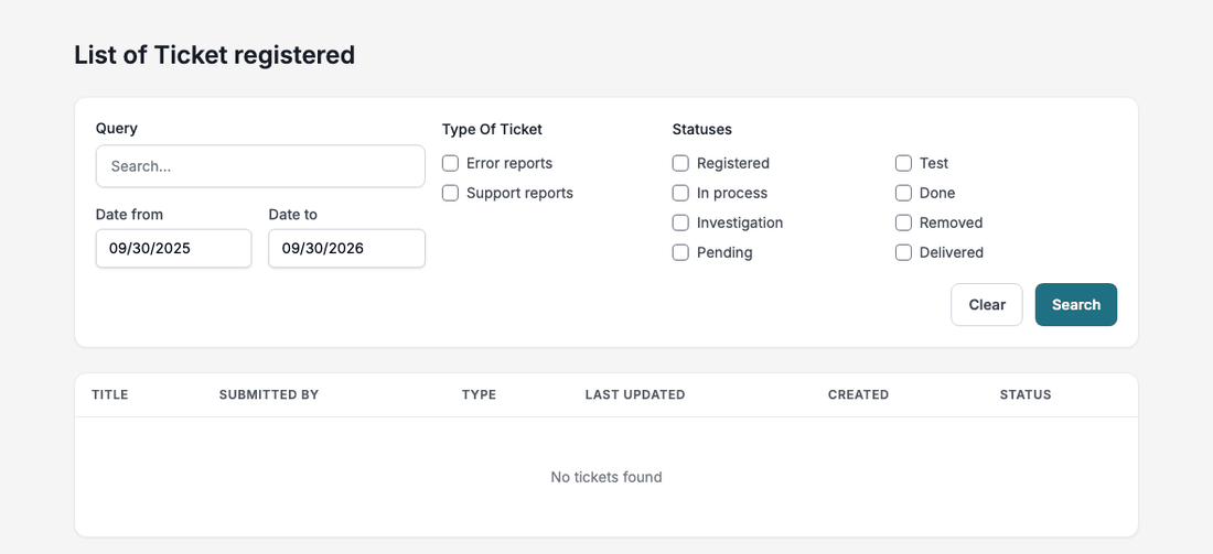 Filtering the ticket list