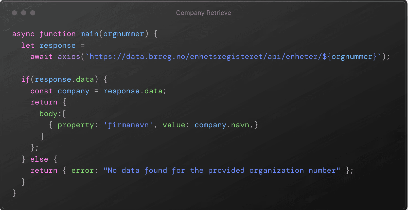 company retrieve!