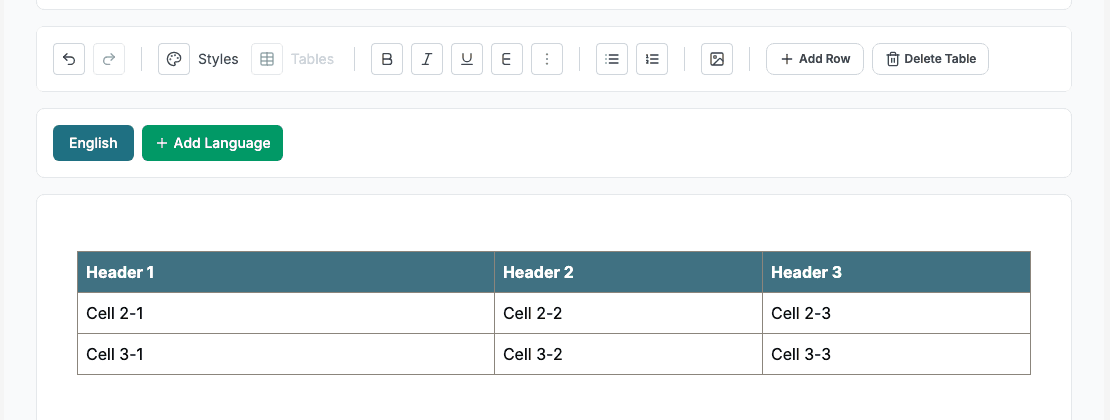 A table inserted from a saved table style