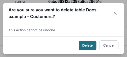 The delete confirmation