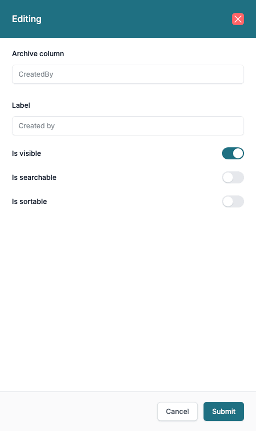 Edit a metadata column