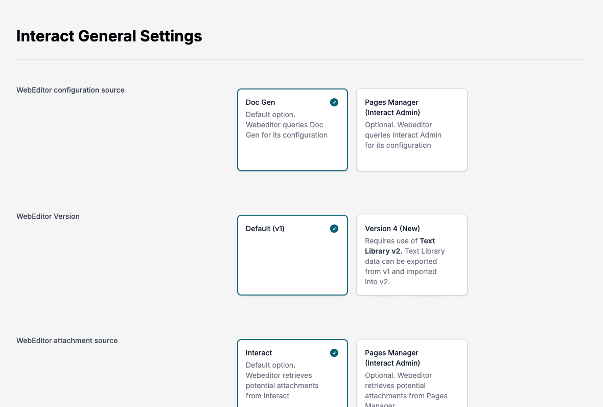 Interact general settings