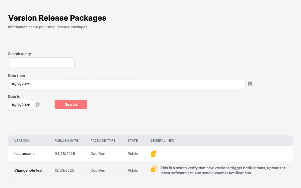Release package search