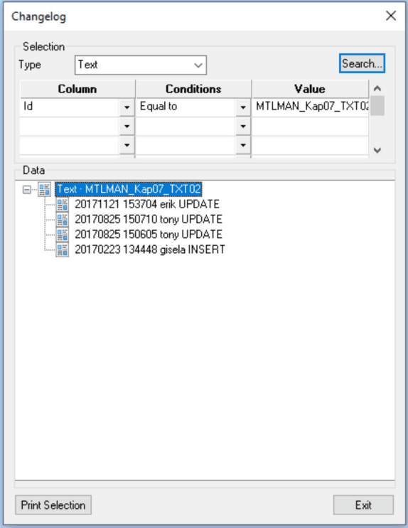 Change log example