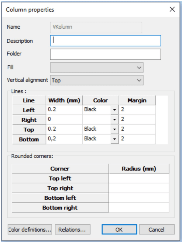 Column properties