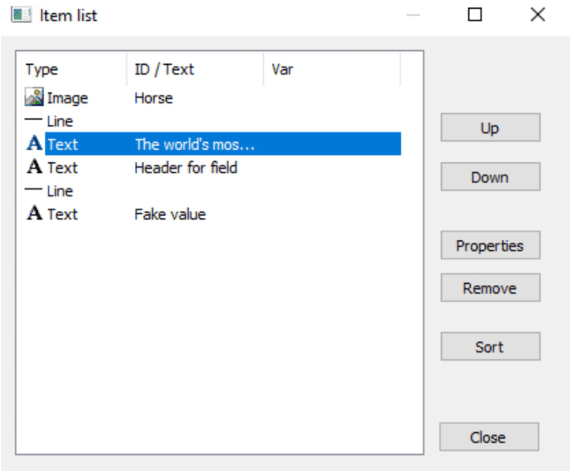 Item list
