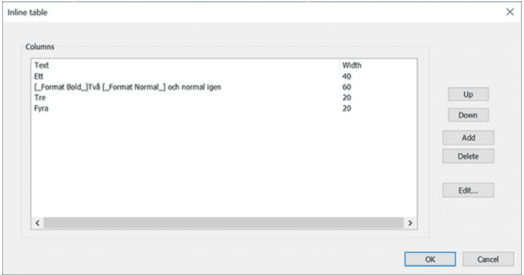 Inline table edit