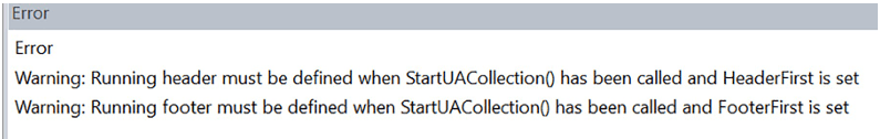 Header and footer error