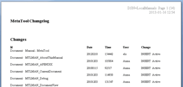 Print changelog
