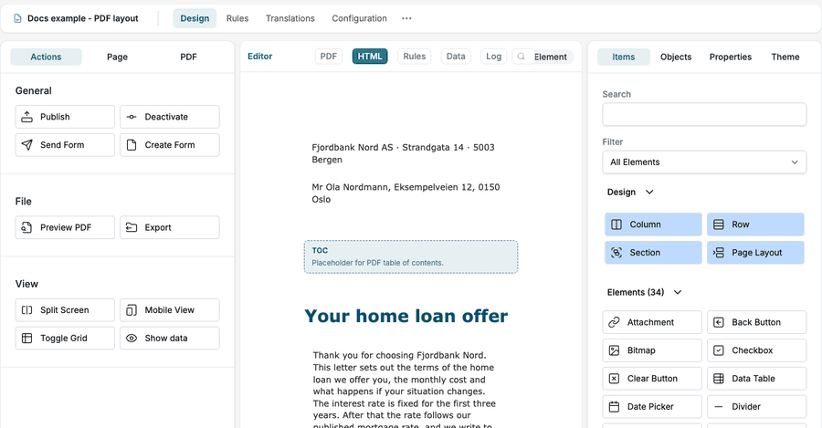 Opening a Smartform, clicking More options and choosing Styles. The Styles tab opens.