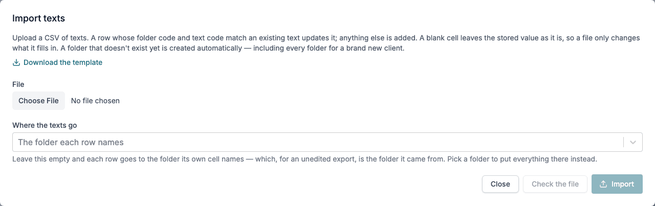 Import texts
