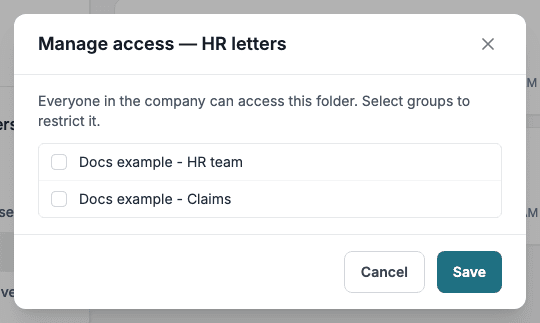 The Manage access dialog