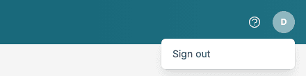 The user menu with Sign out